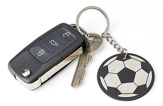 Recycled stainless steel soccer ball keychain Ciro, black