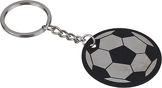 Recycled stainless steel soccer ball keychain Ciro, black