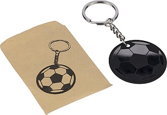 Recycled stainless steel soccer ball keychain Ciro, black