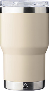 Recycled stainless steel travel mug (350 ml) Ayen, beige
