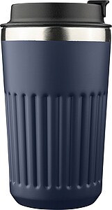 Recycled stainless steel travel mug (400 ml) Chiara, blue