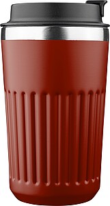 Recycled stainless steel travel mug (400 ml) Chiara, burgundy