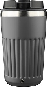 Recycled stainless steel travel mug (400 ml) Chiara, grey