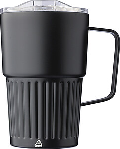 Recycled stainless steel travel mug (450 ml) Calo, black