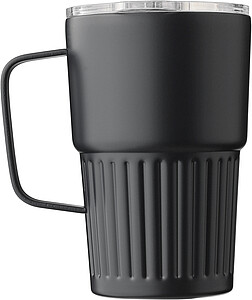 Recycled stainless steel travel mug (450 ml) Calo, black
