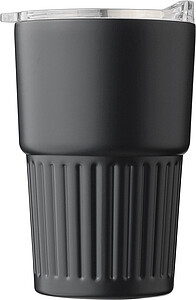 Recycled stainless steel travel mug (450 ml) Calo, black