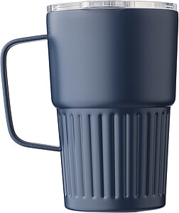 Recycled stainless steel travel mug (450 ml) Calo, blue