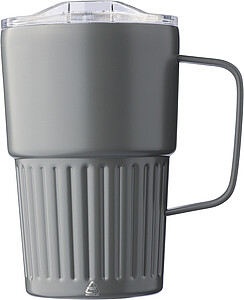 Recycled stainless steel travel mug (450 ml) Calo, grey