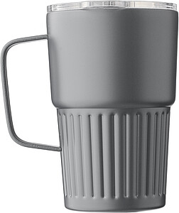 Recycled stainless steel travel mug (450 ml) Calo, grey