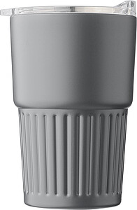 Recycled stainless steel travel mug (450 ml) Calo, grey