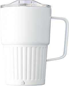 Recycled stainless steel travel mug (450 ml) Calo, white