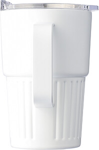 Recycled stainless steel travel mug (450 ml) Calo, white