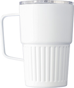 Recycled stainless steel travel mug (450 ml) Calo, white