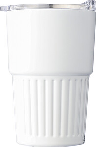 Recycled stainless steel travel mug (450 ml) Calo, white