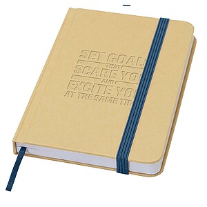Reed A6 recycled hard cover notebook with plain pages, ocean blue