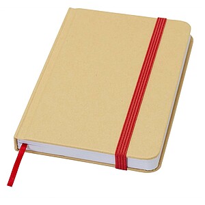 Reed A6 recycled hard cover notebook with plain pages, red