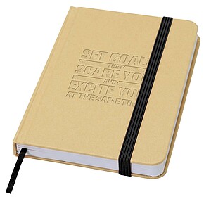 Reed A6 recycled hard cover notebook with plain pages, solid black