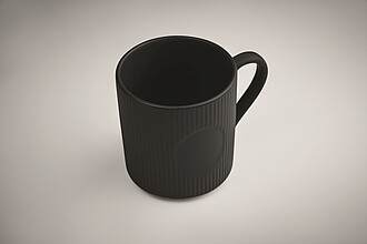 Ribbed ceramic mug mat 340 ml, black