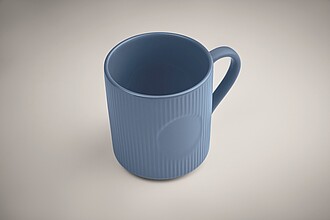 Ribbed ceramic mug mat 340 ml, blue