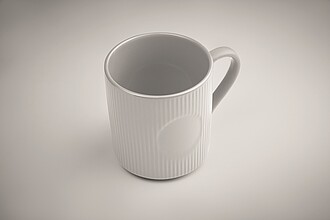 Ribbed ceramic mug mat 340 ml, white