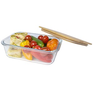 Roby glass lunch box with bamboo lid, hale blue