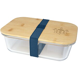 Roby glass lunch box with bamboo lid, hale blue