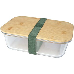 Roby glass lunch box with bamboo lid, heather green