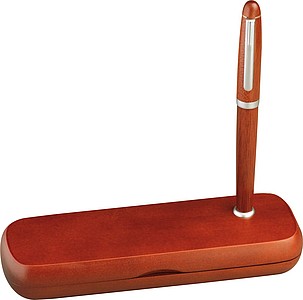 Rosewood pen set in stylish case., brown