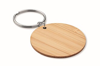 Round bamboo key ring