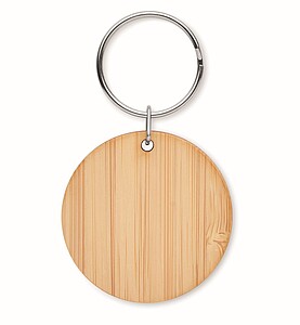Round bamboo key ring