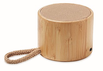 Round bamboo wireless speaker