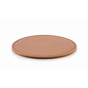 Round coaster in PU, brown