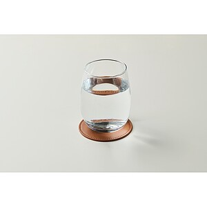 Round coaster in PU, brown