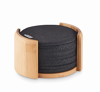 RPET coasters in bamboo holder MO6447-40