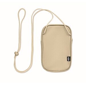 RPET cross body travel pouch, beige