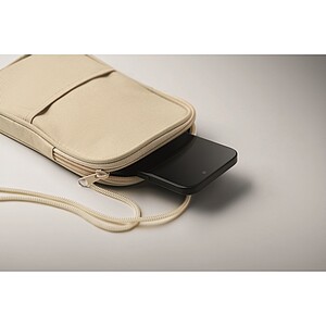 RPET cross body travel pouch, beige
