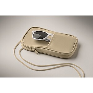 RPET cross body travel pouch, beige