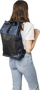 rPET polyester (600D) roll-top backpack Yani, blue
