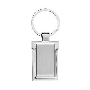 RSC recycled zinc alloy phone stand keychain, silver