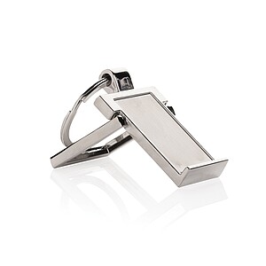 RSC recycled zinc alloy phone stand keychain, silver