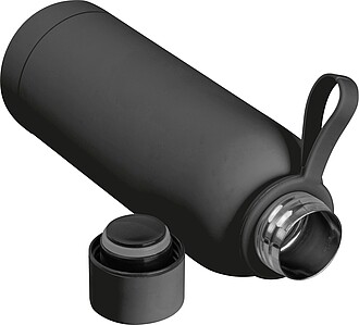 Rubberised drinking bottle with loop, 700 ml, anthracite