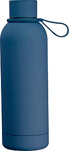 Rubberised drinking bottle with loop, 700 ml, dark blue