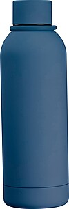 Rubberised drinking bottle with loop, 700 ml, dark blue
