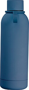 Rubberised drinking bottle with loop, 700 ml, dark blue