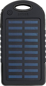 Rubberized ABS solar power bank Arin, black