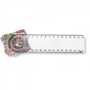Ruler with magnifier, transparent