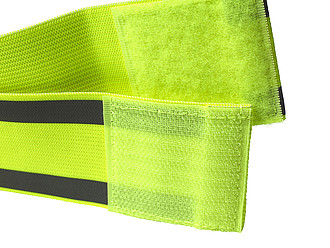 Safety arm band with two reflective stripes, for promotional use.
