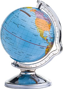 Savings box in globe shape, multicolor