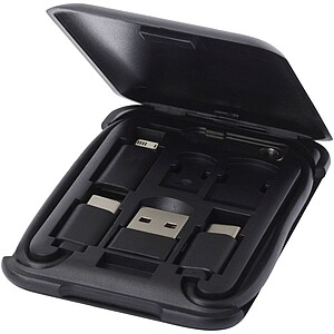 Savvy recycled plastic modular charging cable with phone holder