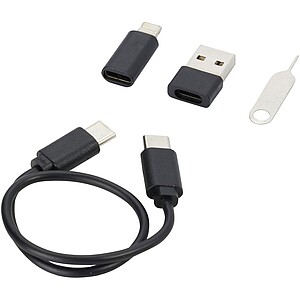 Savvy recycled plastic modular charging cable with phone holder